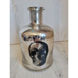 Halloween‎ decorative silver skull poison bottle rustic glass home decor